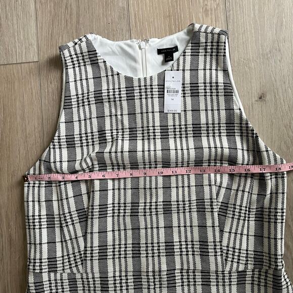 Ann Taylor Women's Black and White Plaid Sheath Dress Size 14 - Picture 9 of 10